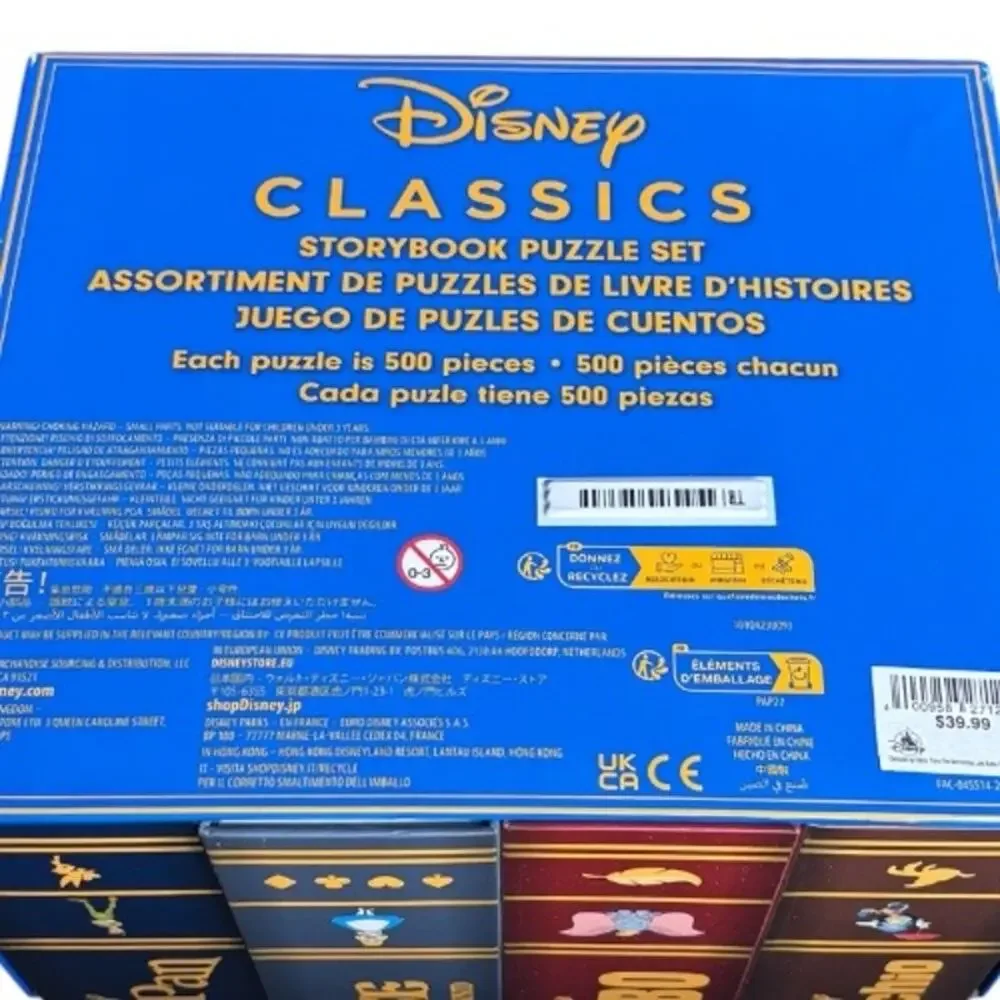 Disney Parks Classics Storybook 4 Puzzle Set Alice Peter Pan Dumbo Pinocchio